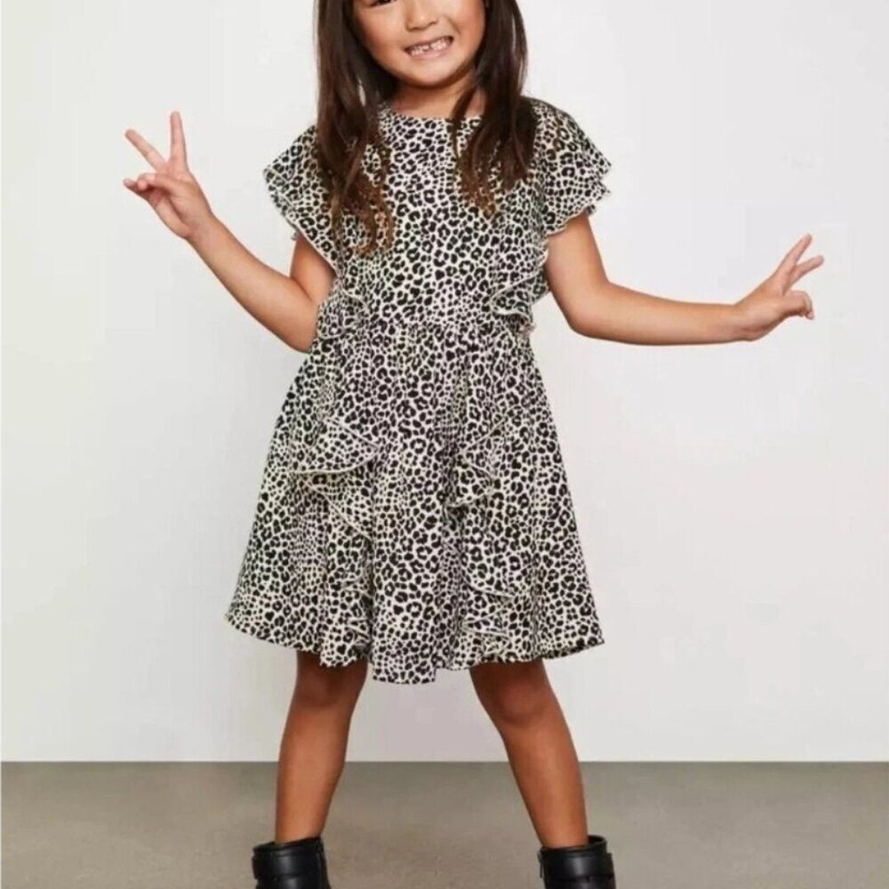 BCBG Girls Animal Print Ruffle Dress Size 16 NWT